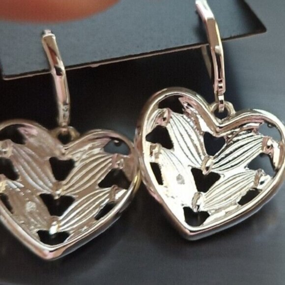 NAPIER Romantic Silver J’Adore Heart Cut-Out Drop Earrings**NEW! - Picture 3 of 3